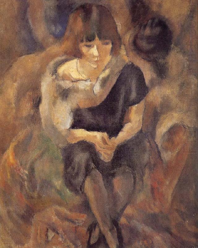 Lucy wearing fur shawl, Jules Pascin